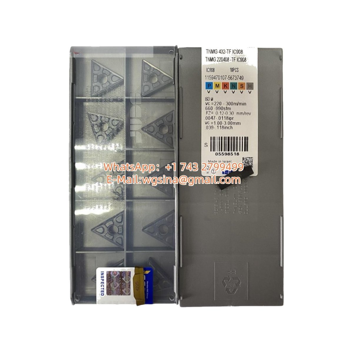 Original Iscar TNMG220408-TF IC908 Carbide Insert - Triangle | Heat-Resistant Alloys