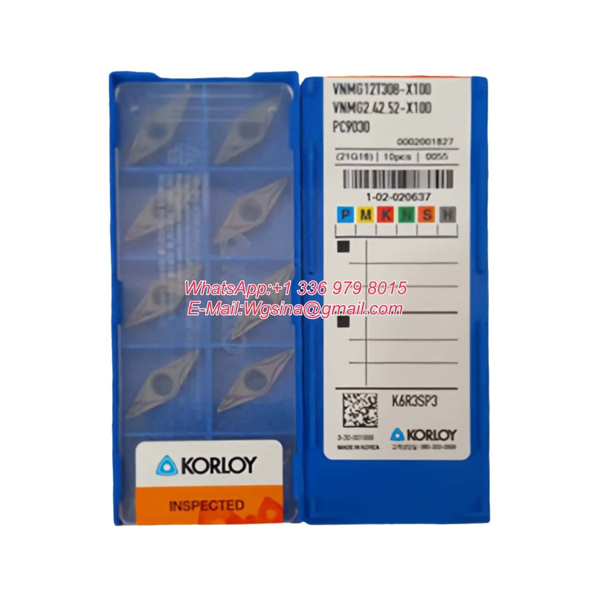 Original Korloy VNMG12T308-X100 PC9030 Carbide Insert - Diamond 35° | Steel, Stainless Steel