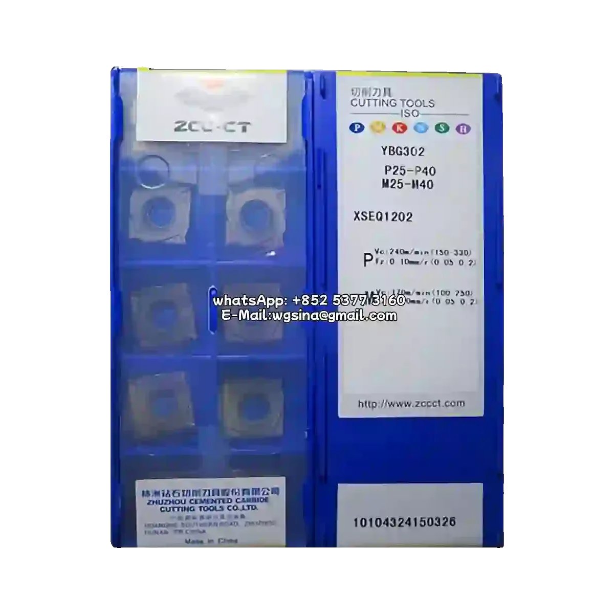 Original ZCC-CT XSEQ1202 YBG302 Carbide Insert | Steel, Cast Iron, Carbon Steel (10 PCS)