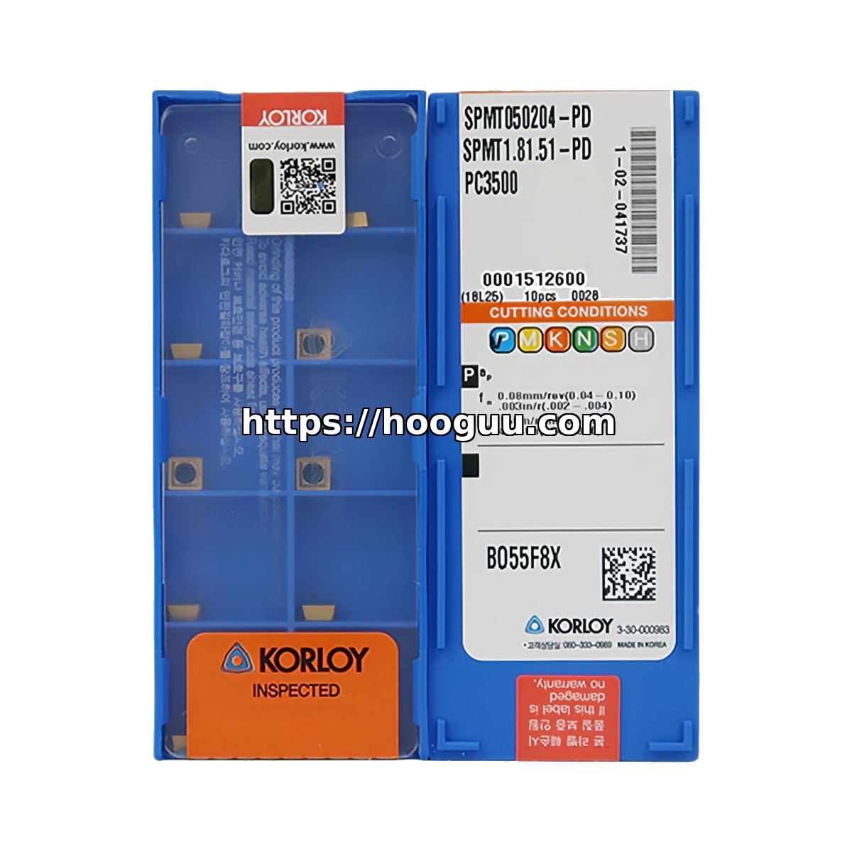 Original Korloy SPMT050204-PD PC3500 Carbide Insert - Square | Steel & More